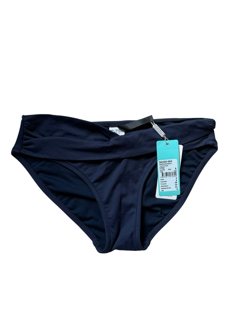 NWT SeaFolly Australia Navy Bikini Bottoms with Twist Waistband US Size 4